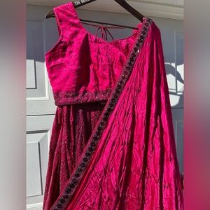 Rani pink embellished lengha choli
